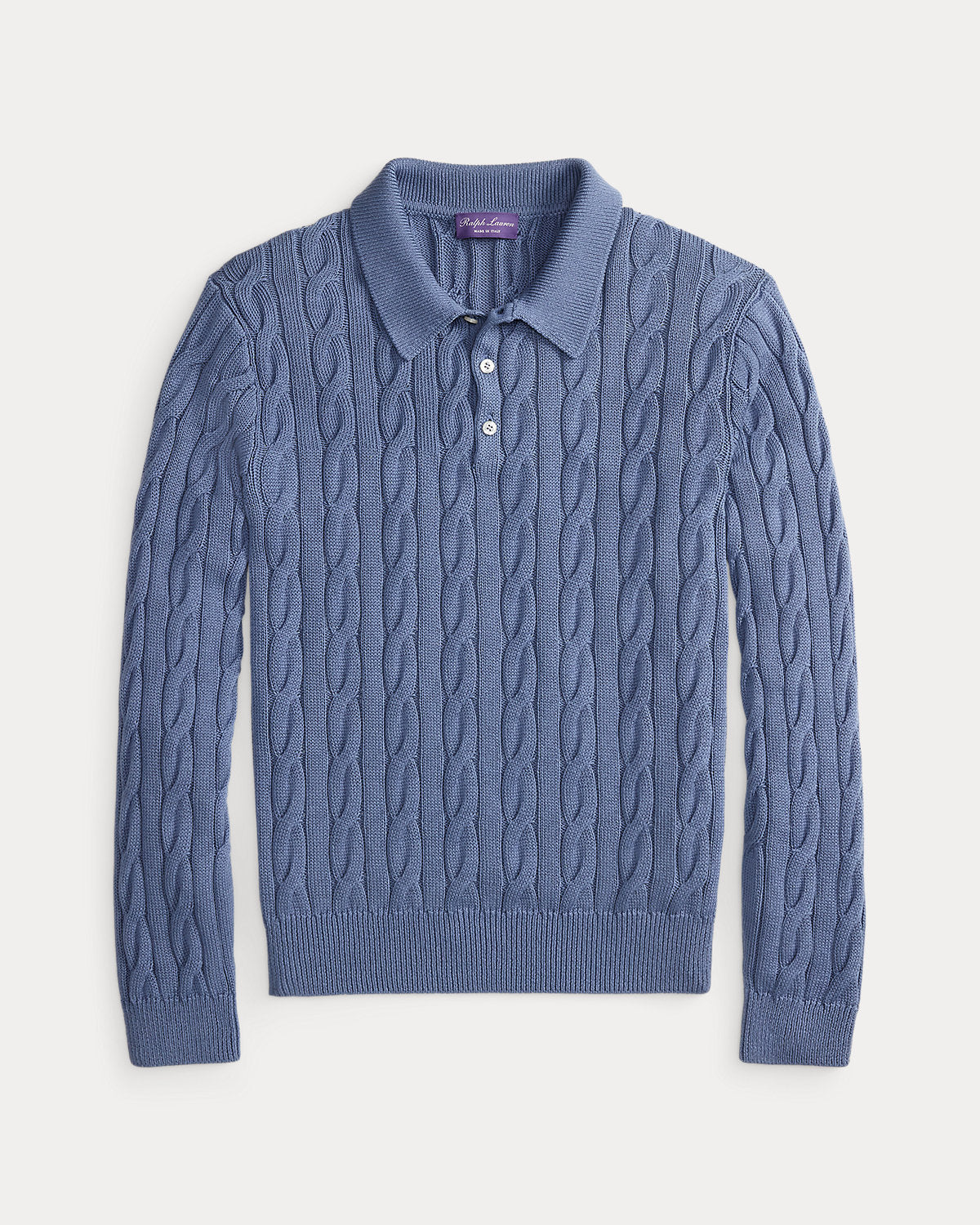 Cable-Knit Cotton-Blend Polo Sweater