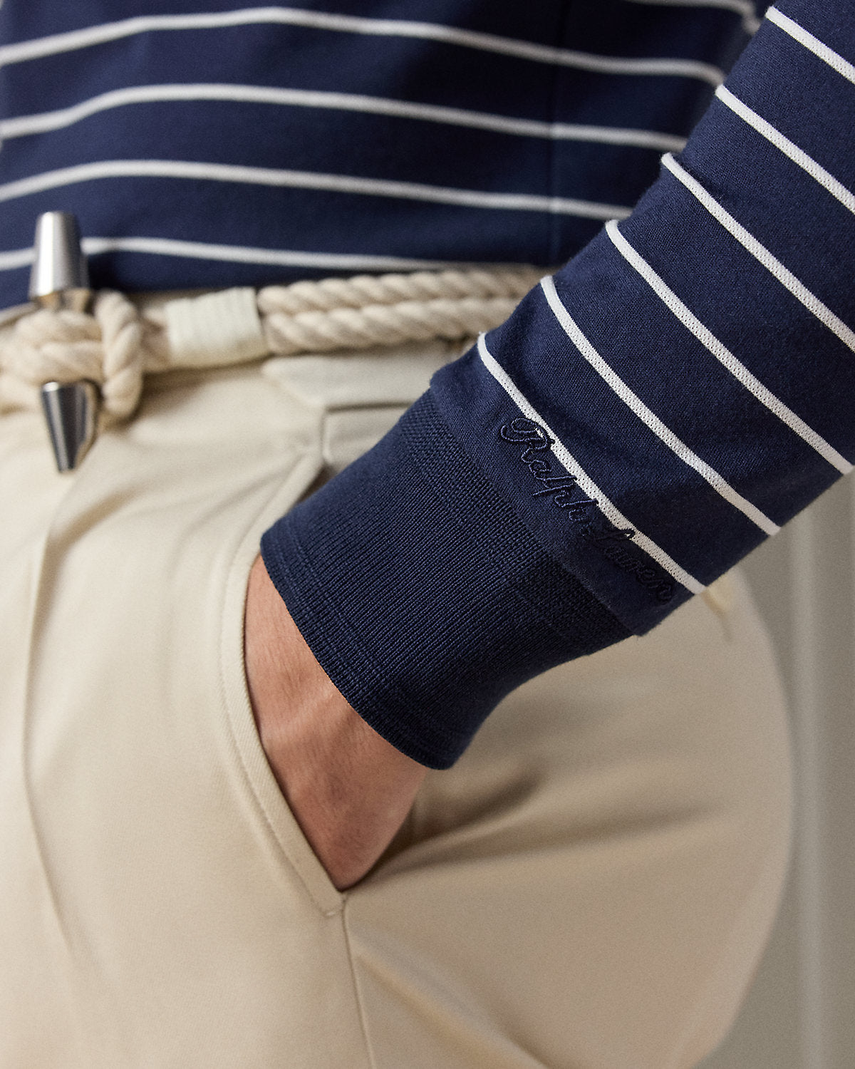 Striped Lisle-Piqu¨¦ Long-Sleeve T-Shirt