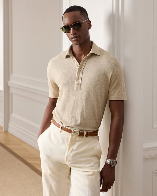 Linen Jersey Polo Shirt