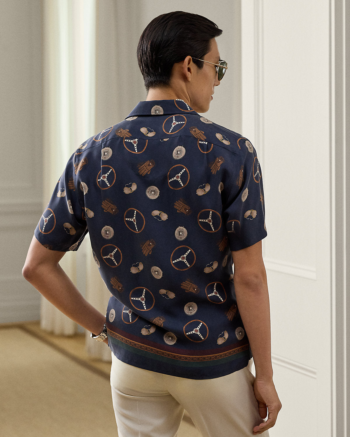 Driver-Print Silk Camp Shirt
