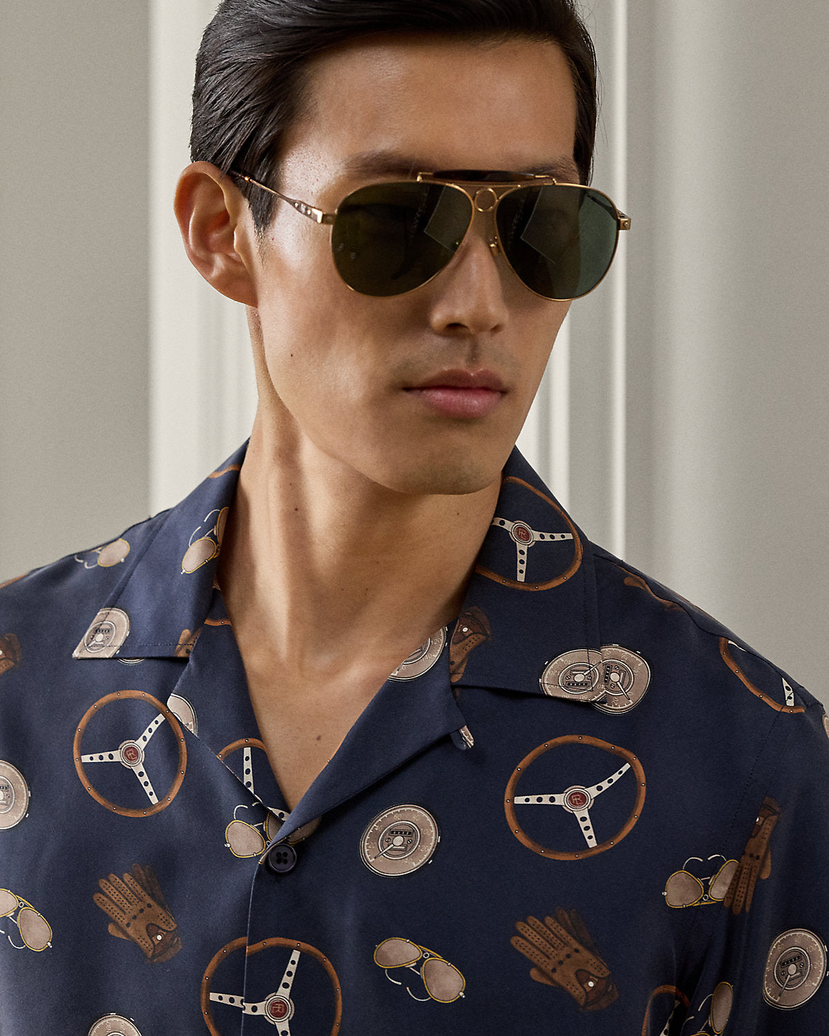 Driver-Print Silk Camp Shirt