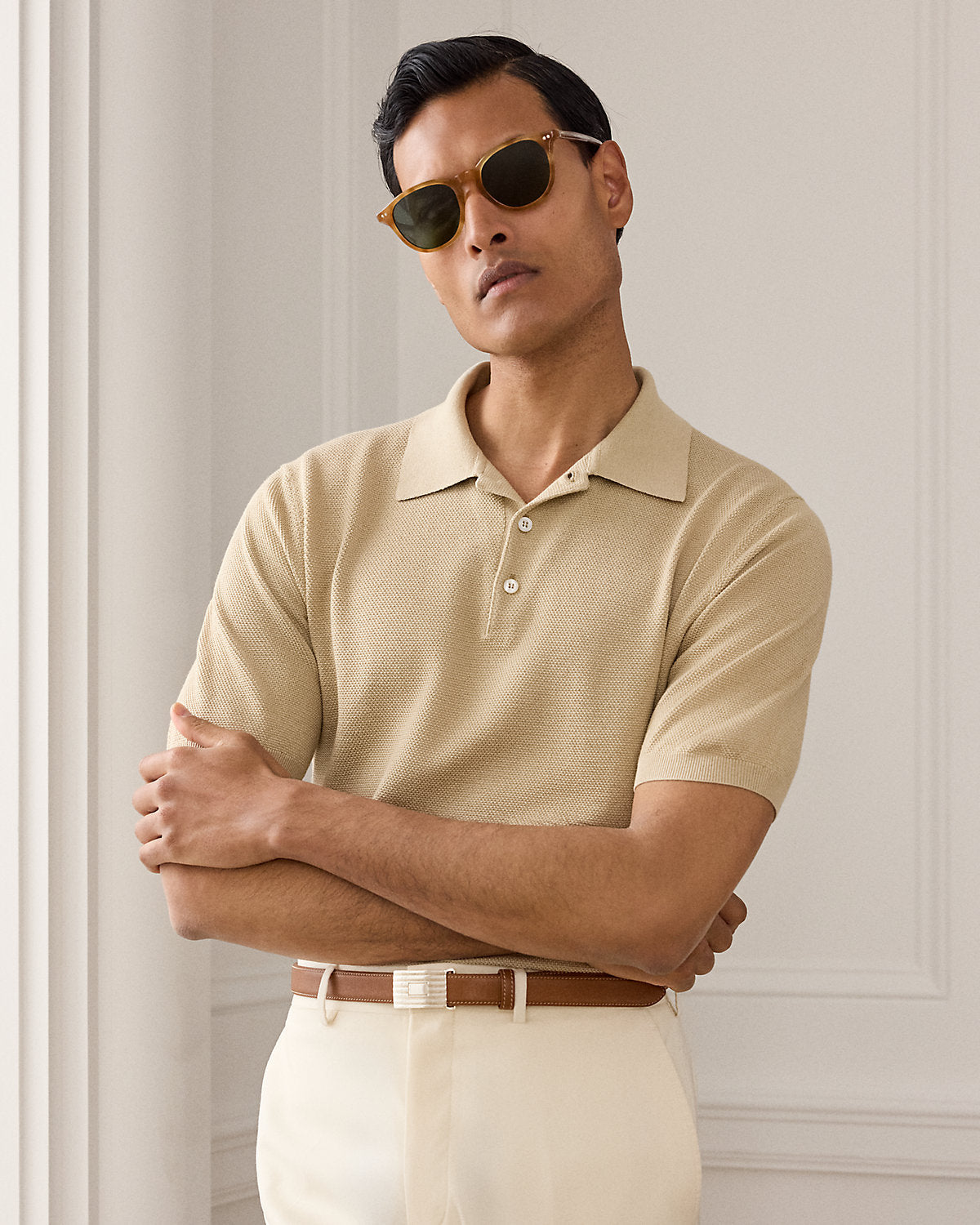 Silk-Blend Polo Sweater