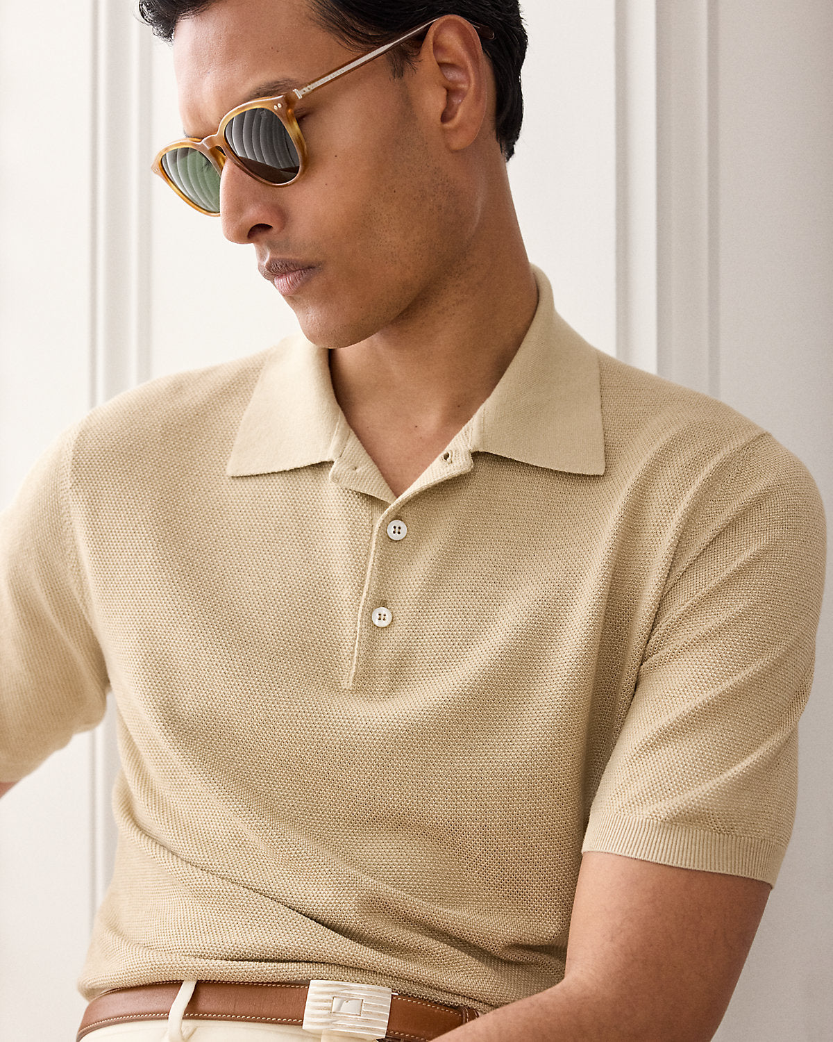 Silk-Blend Polo Sweater
