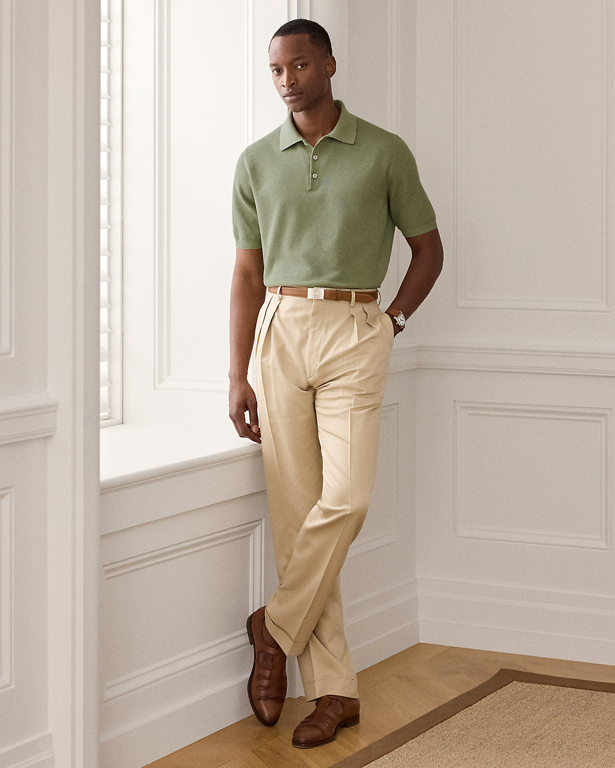 Silk-Blend Polo Sweater
