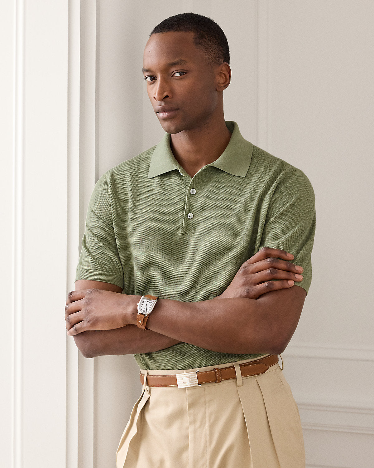 Silk-Blend Polo Sweater