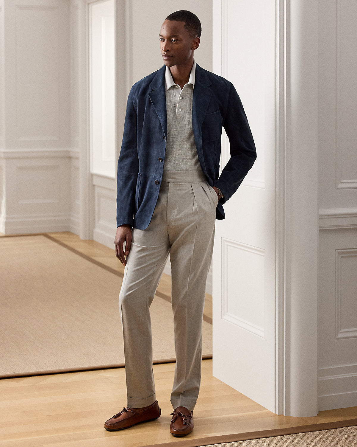 Cashmere-Linen Polo Sweater