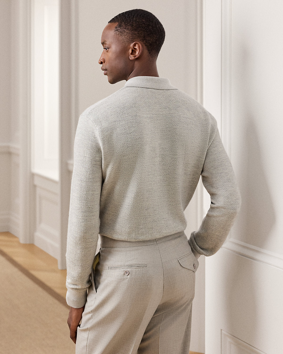 Cashmere-Linen Polo Sweater