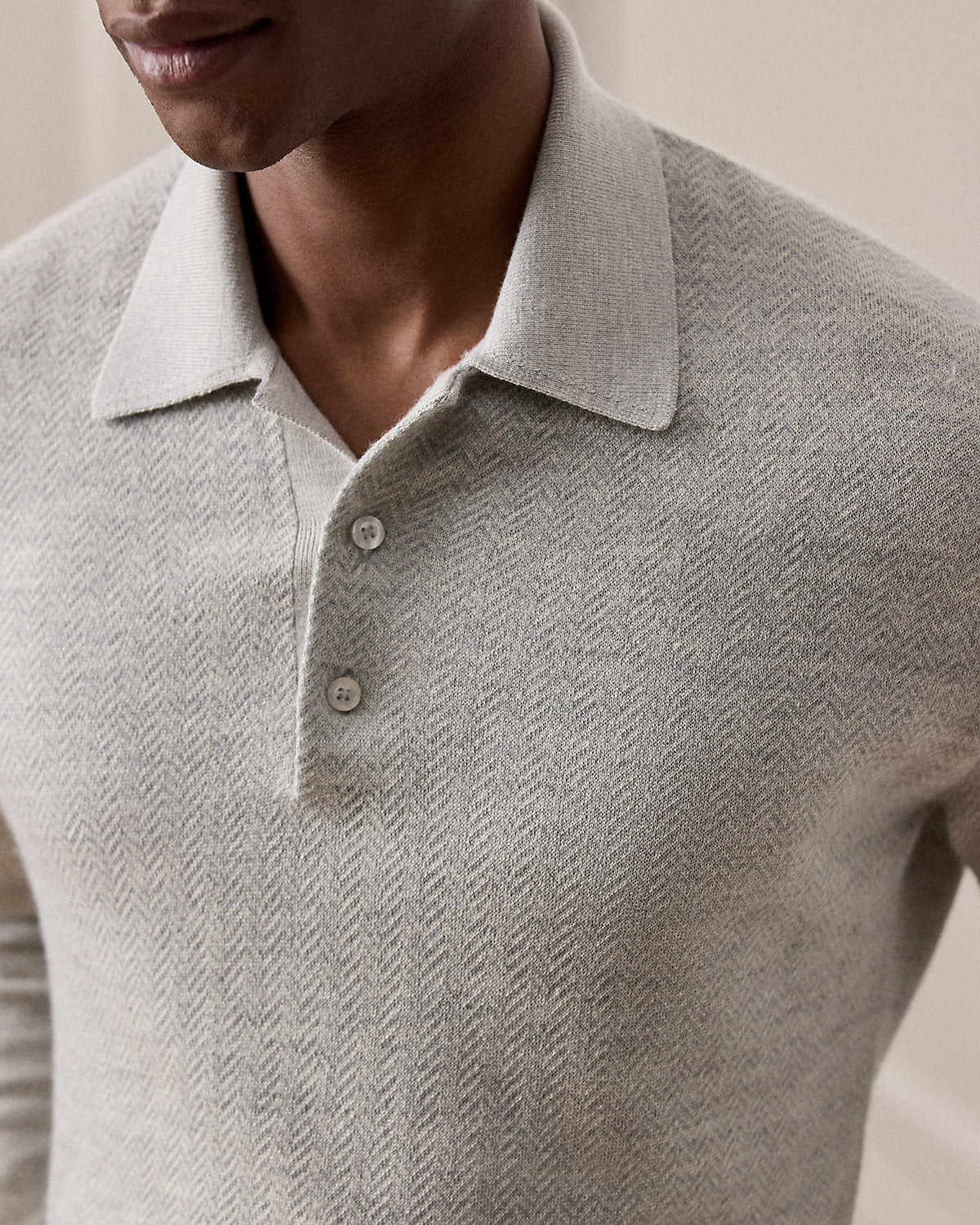 Cashmere-Linen Polo Sweater