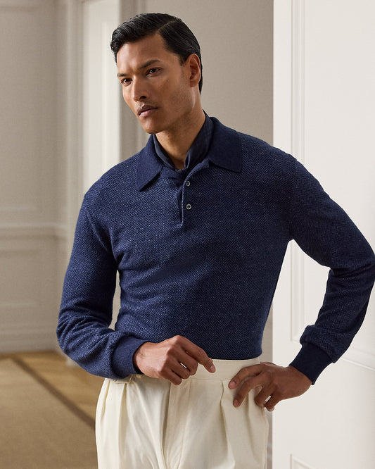 Linen-Cashmere Polo Sweater