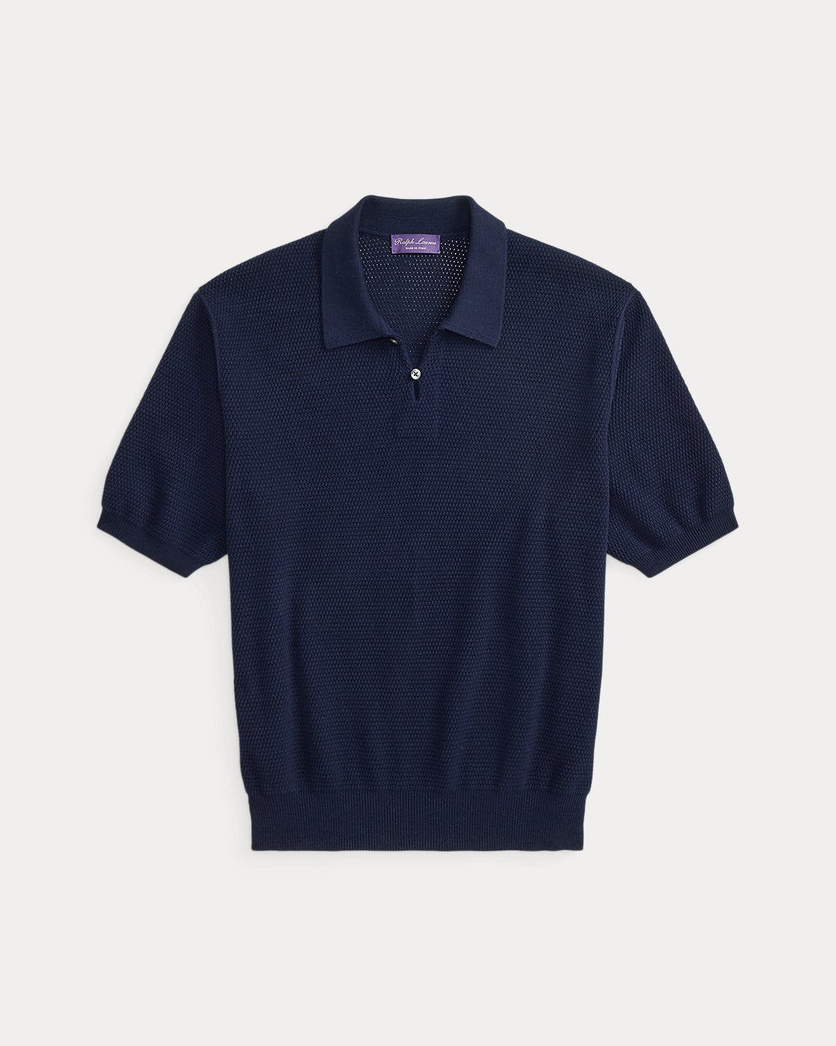 Textured Cotton Polo Sweater