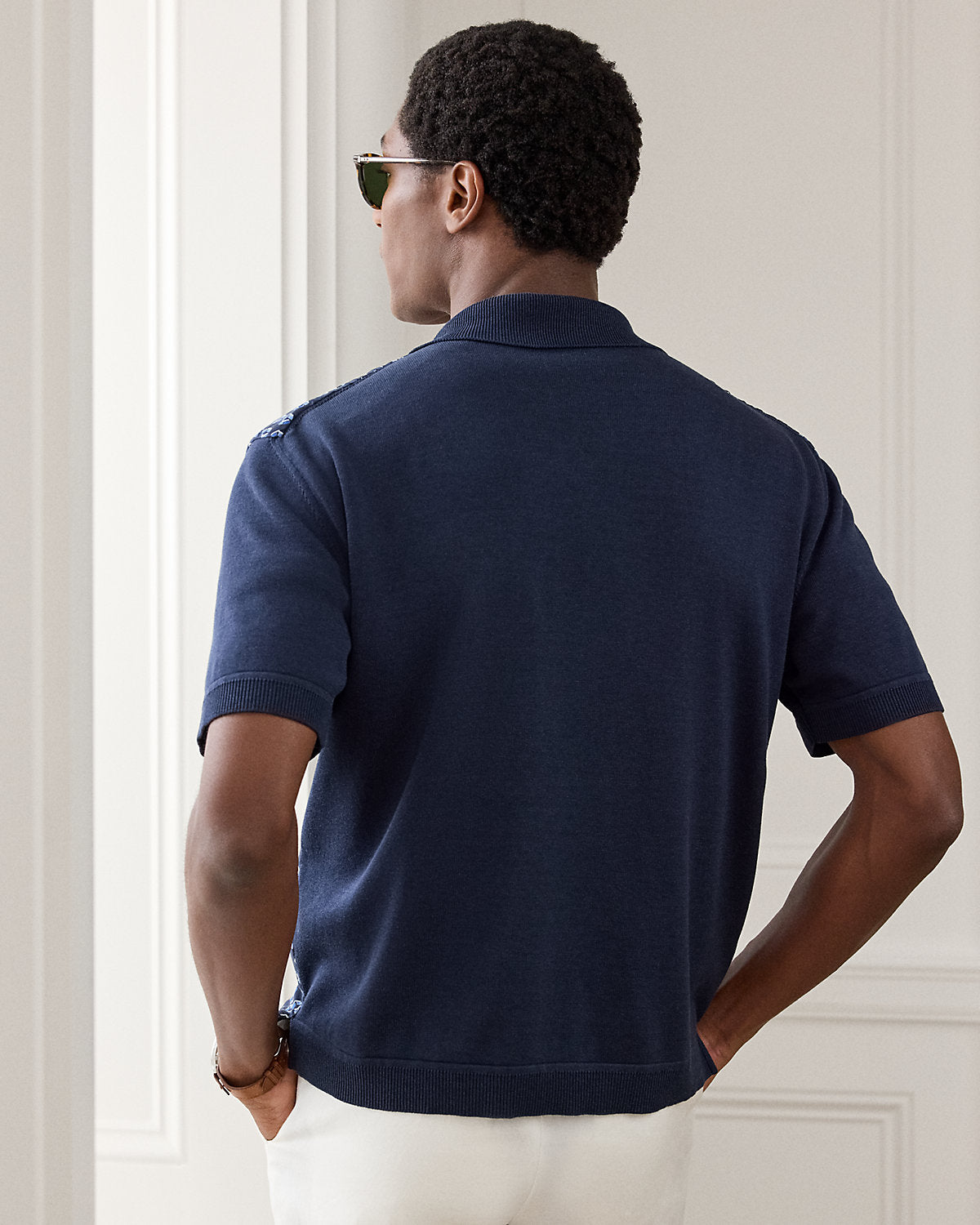 Silk-Cotton Short-Sleeve Cardigan