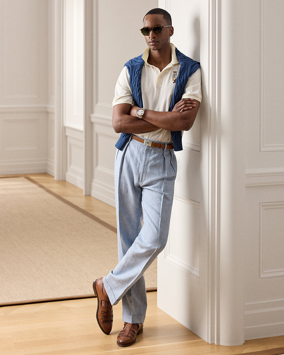 Bear Cotton-Cashmere Polo Shirt