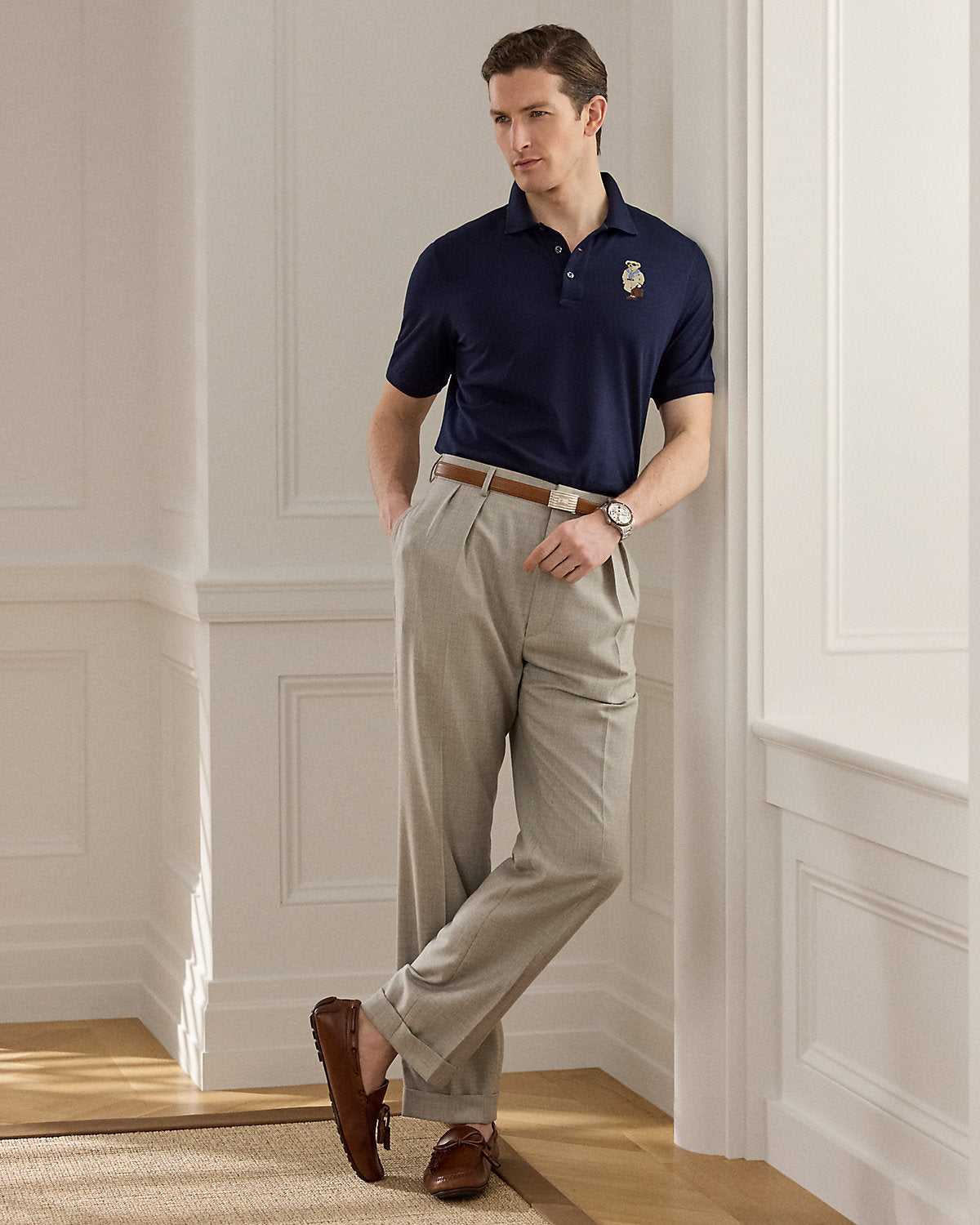 Bear Cotton-Cashmere Polo Shirt