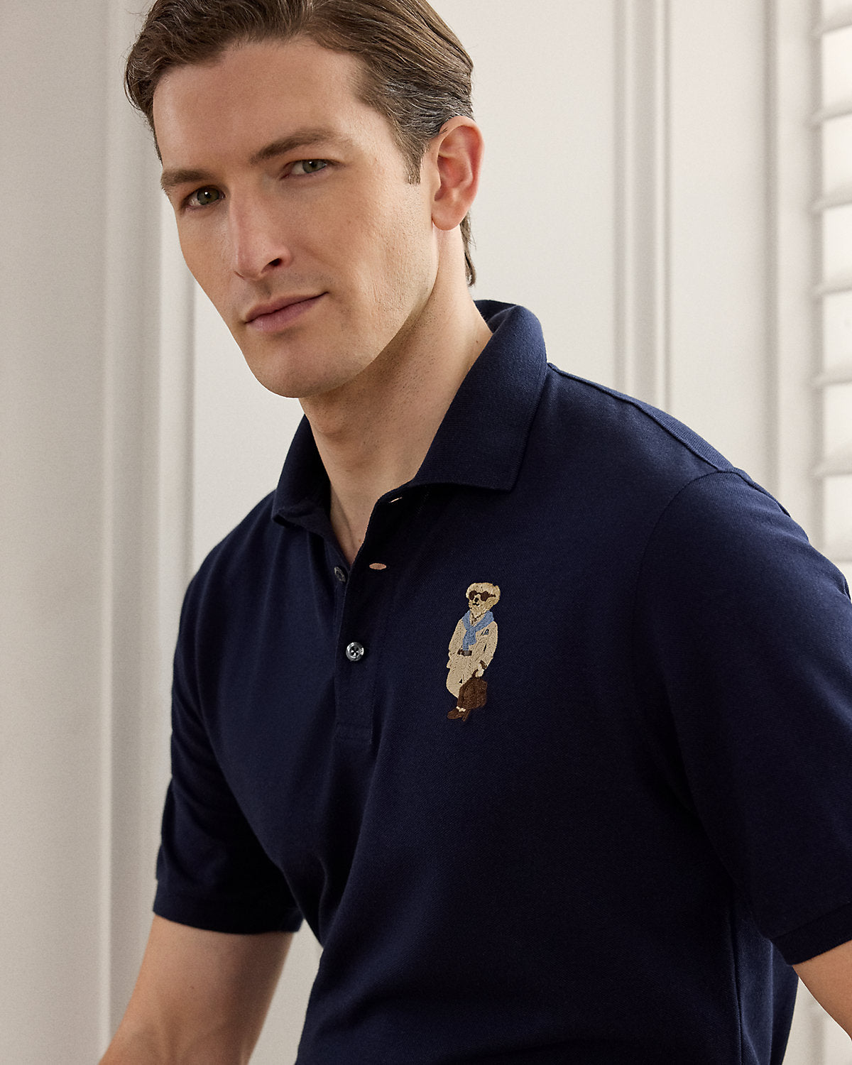 Bear Cotton-Cashmere Polo Shirt