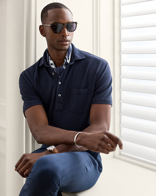 Custom Slim Fit Washed Piqu¨¦ Polo Shirt