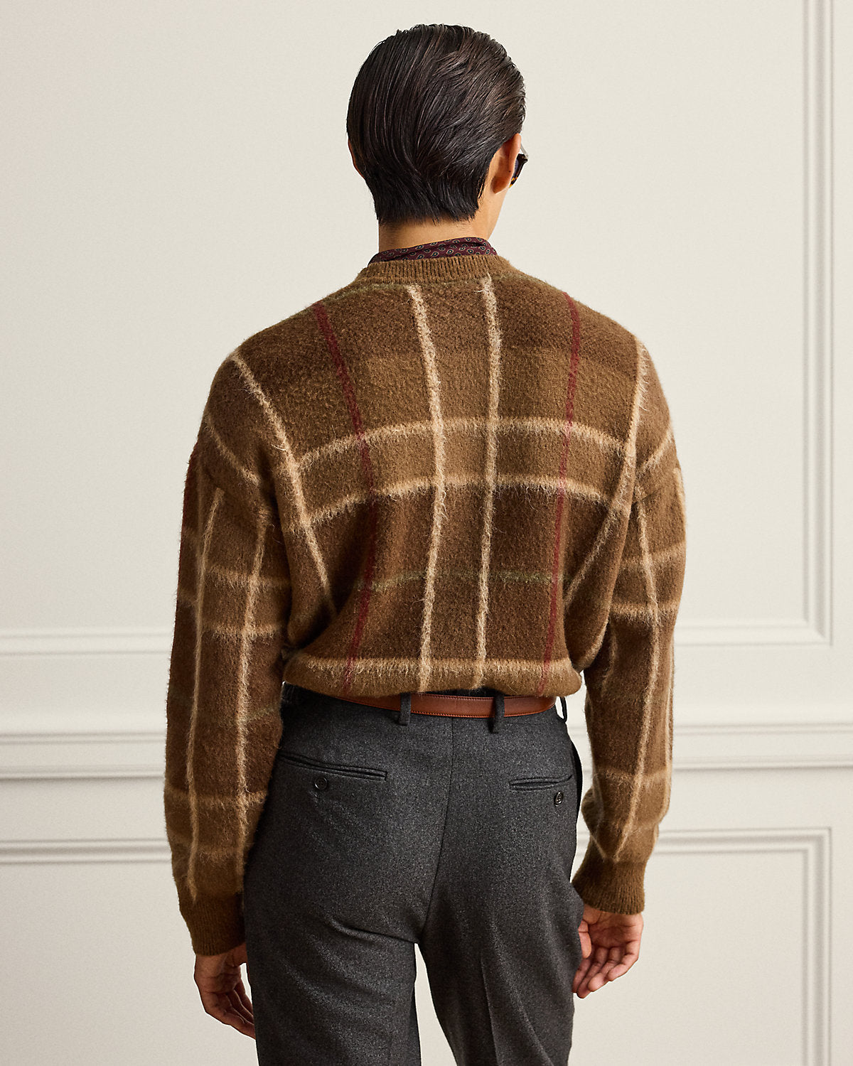 Relaxed Fit Plaid Cashmere-Blend Sweater