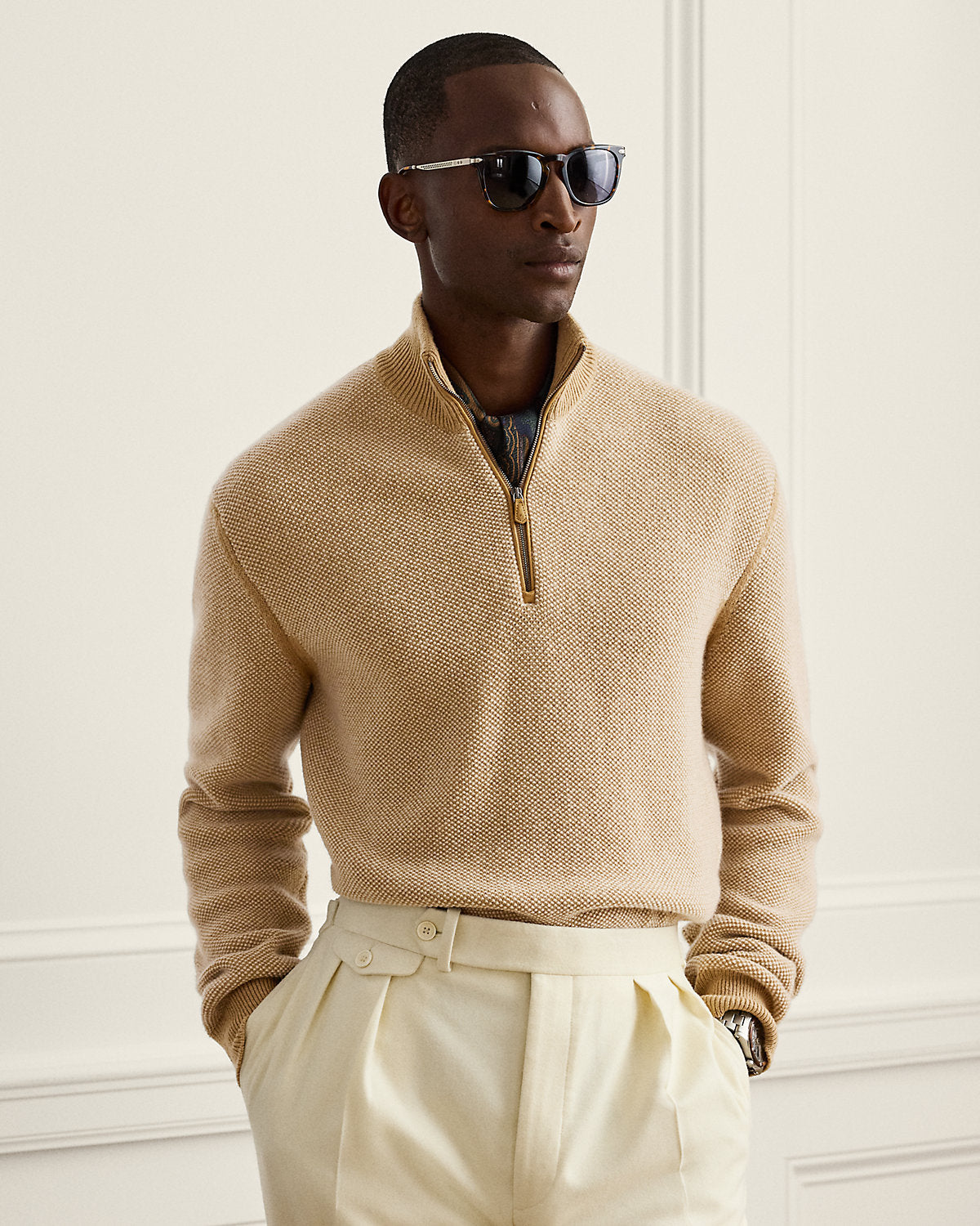 Birdseye-Knit Cashmere Sweater