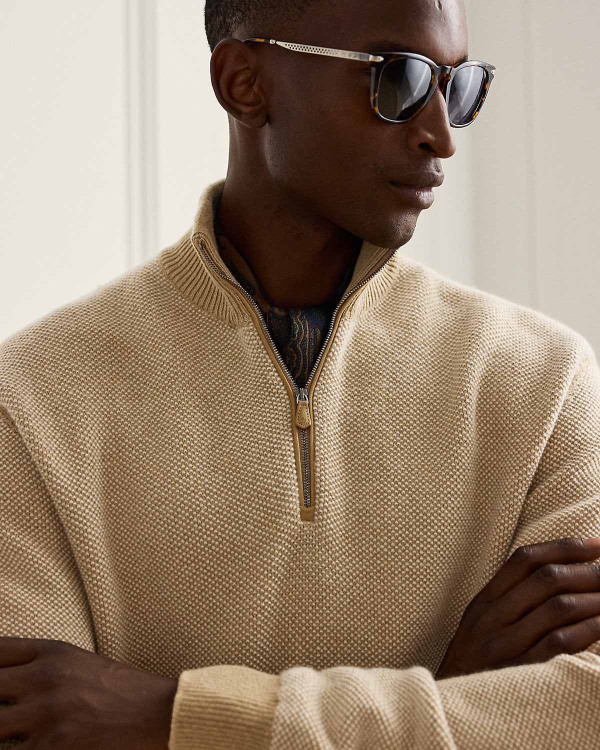 Birdseye-Knit Cashmere Sweater