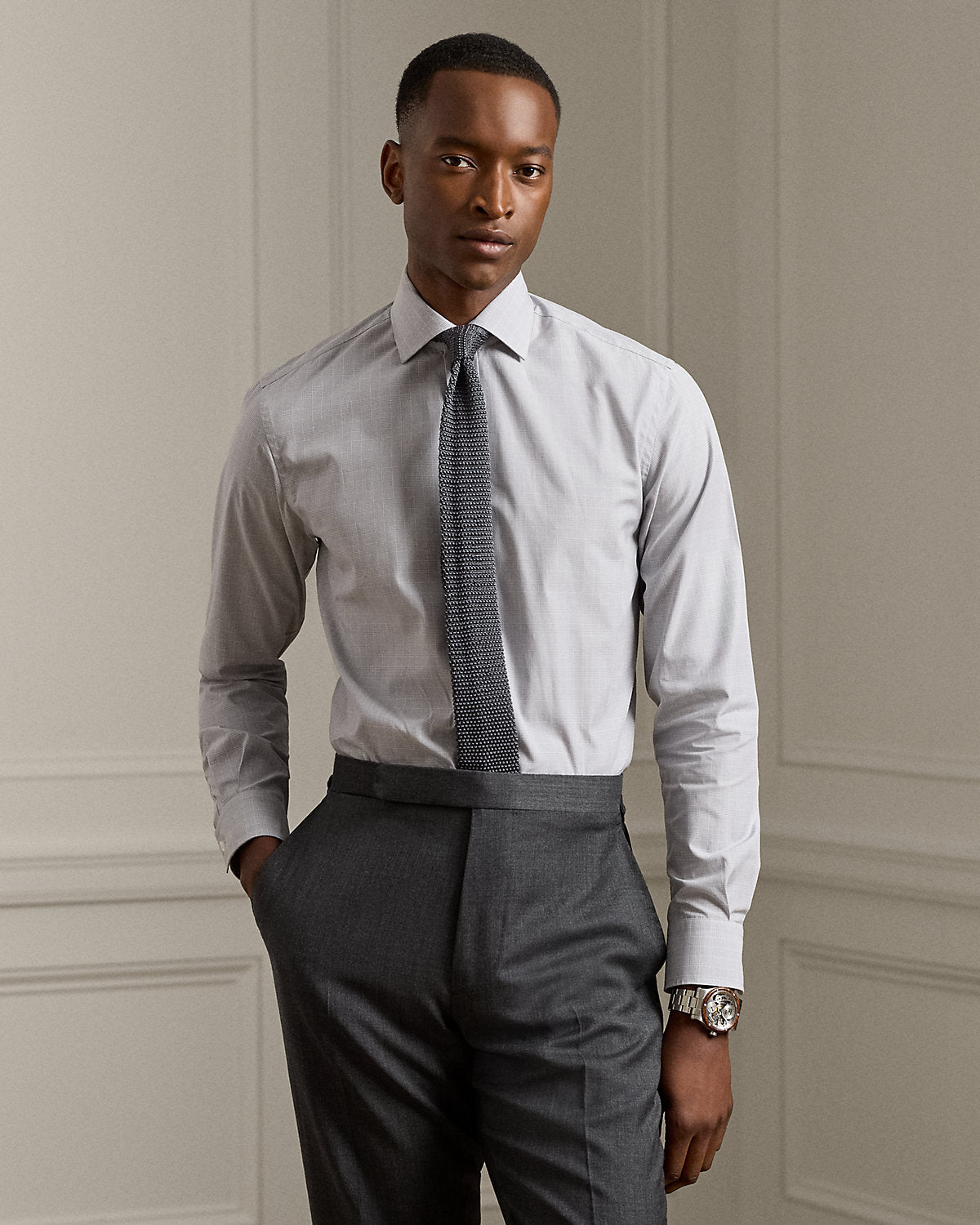 Mini-Glen Check Twill Shirt