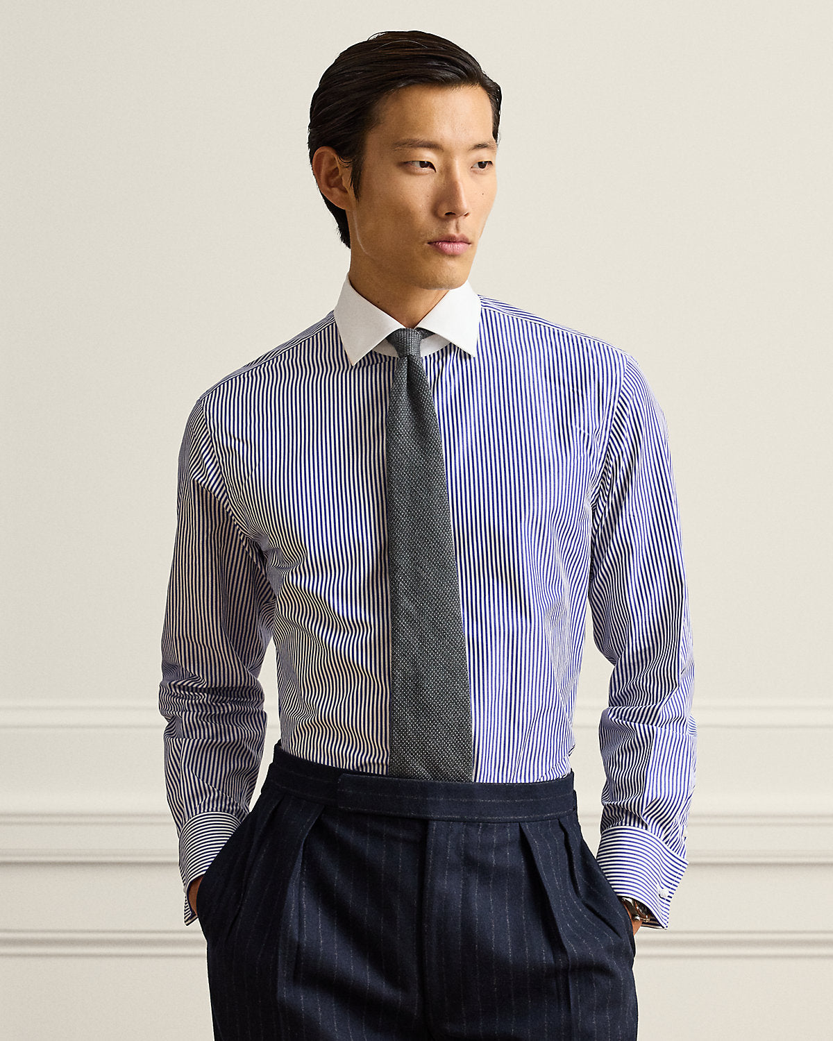 Striped Poplin French Cuff Shirt