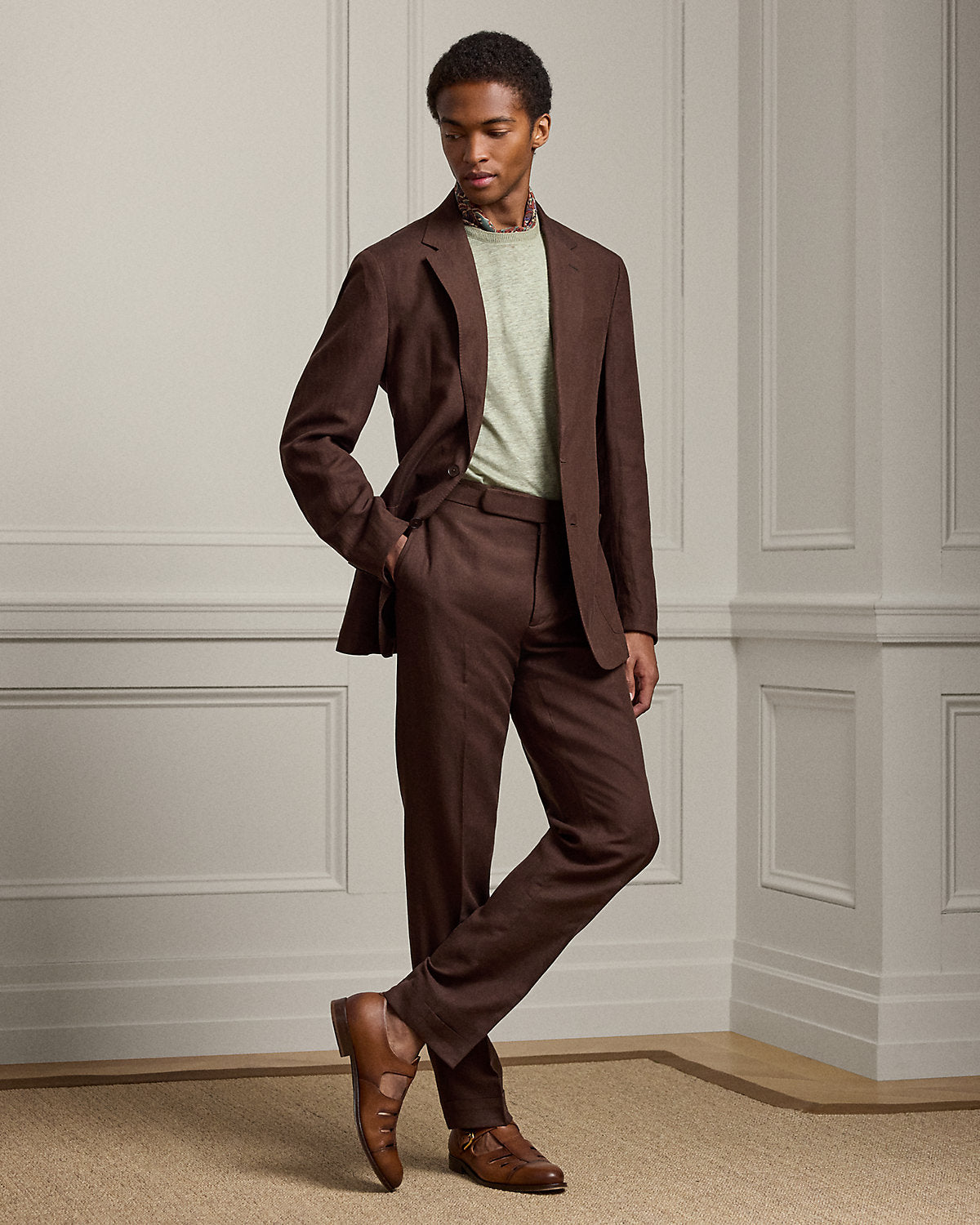 Gregory Hand-Tailored Silk-Linen Trouser