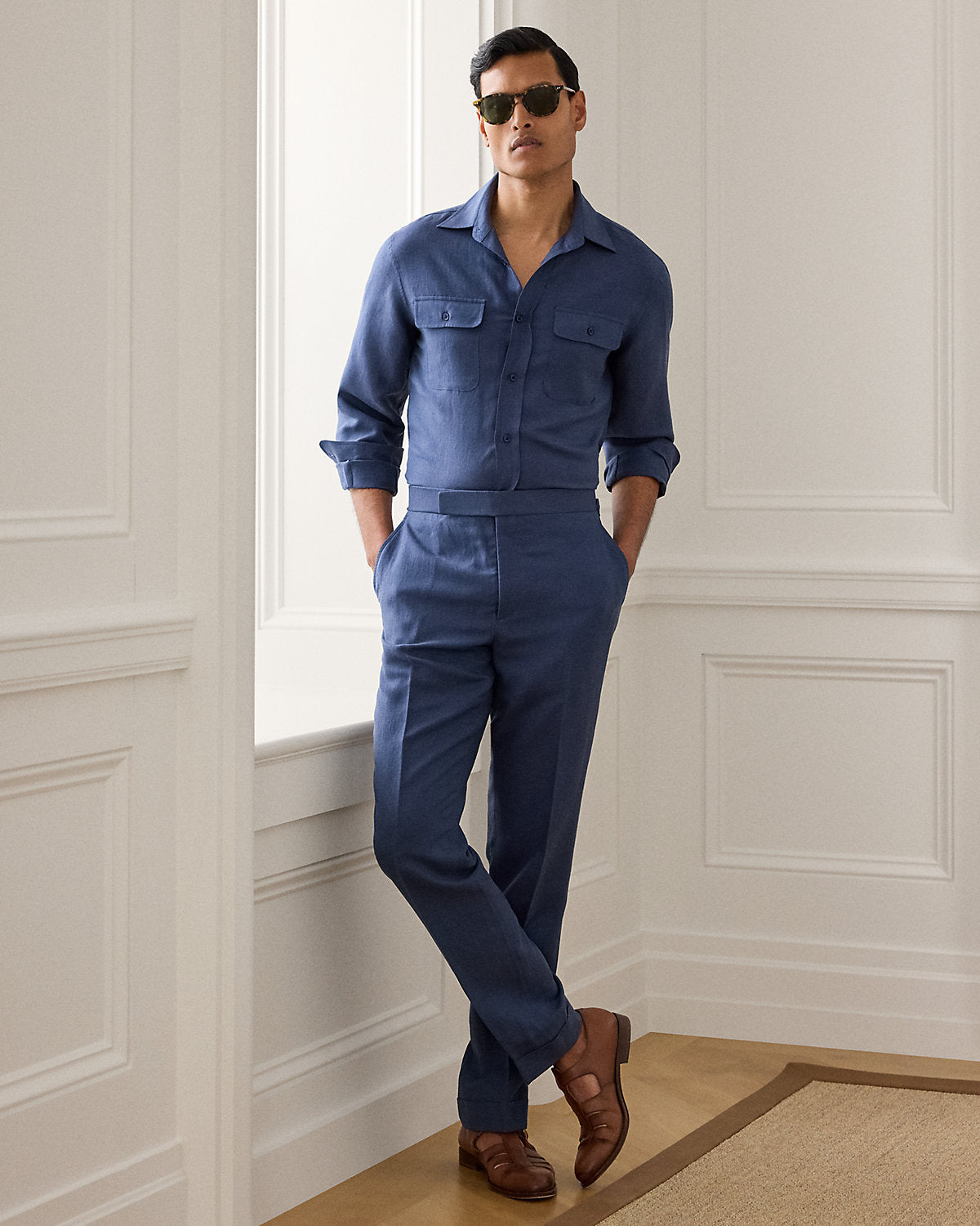 Gregory Hand-Tailored Silk-Linen Trouser