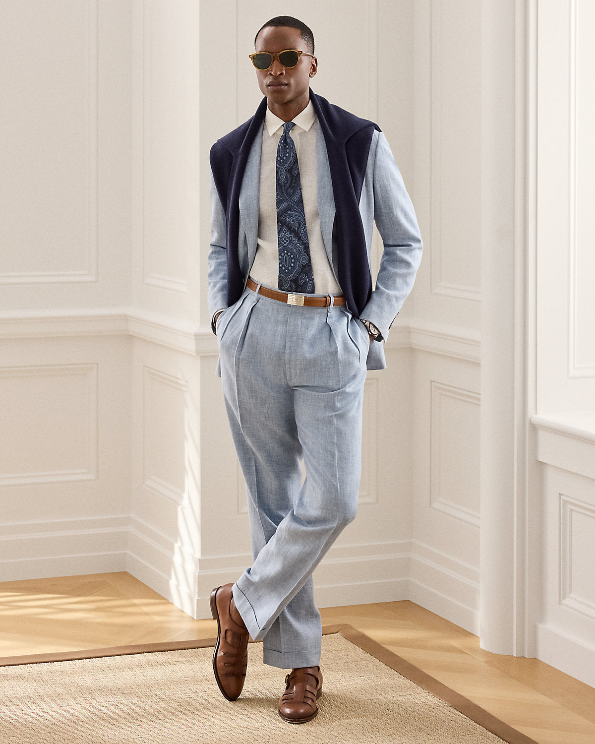 Hand-Tailored Linen-Blend Trouser