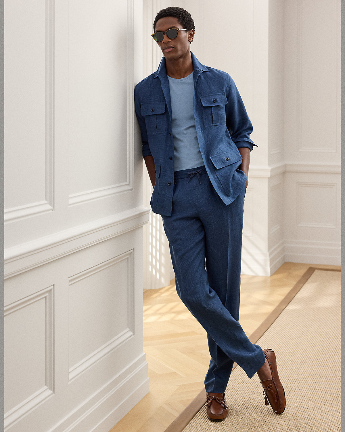 Hand-Tailored Plaid Linen Trouser