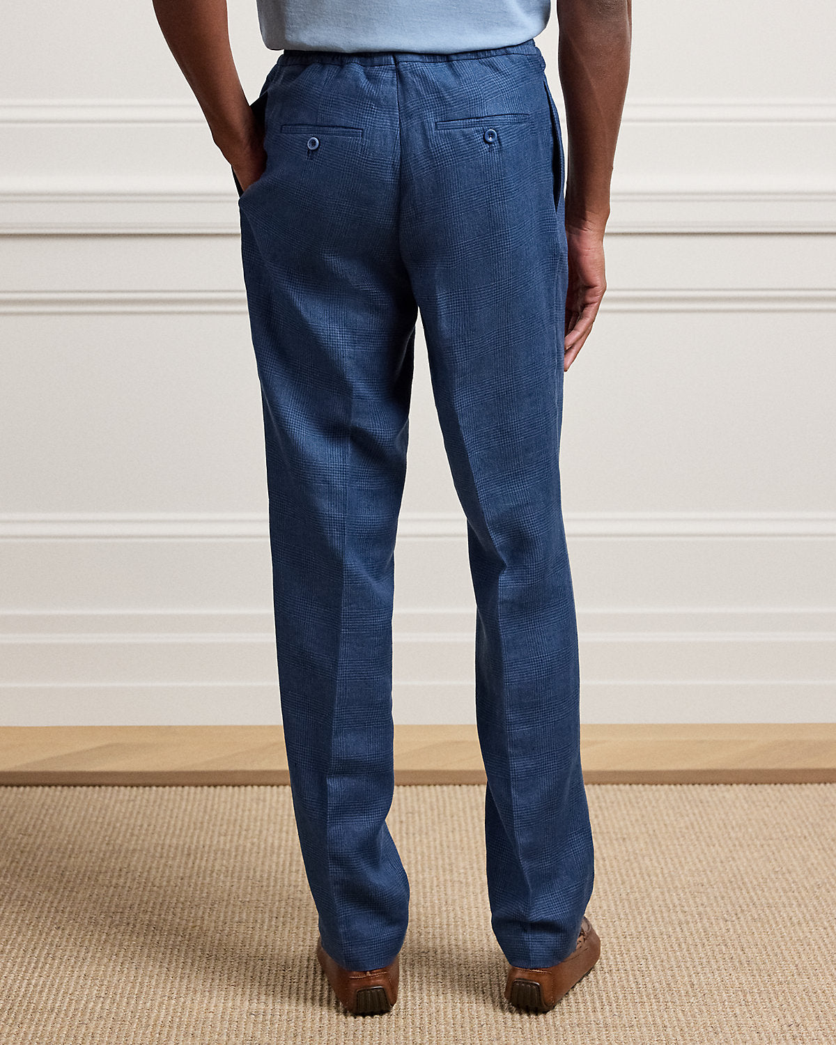 Hand-Tailored Plaid Linen Trouser