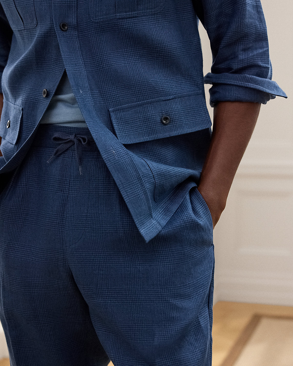 Hand-Tailored Plaid Linen Trouser
